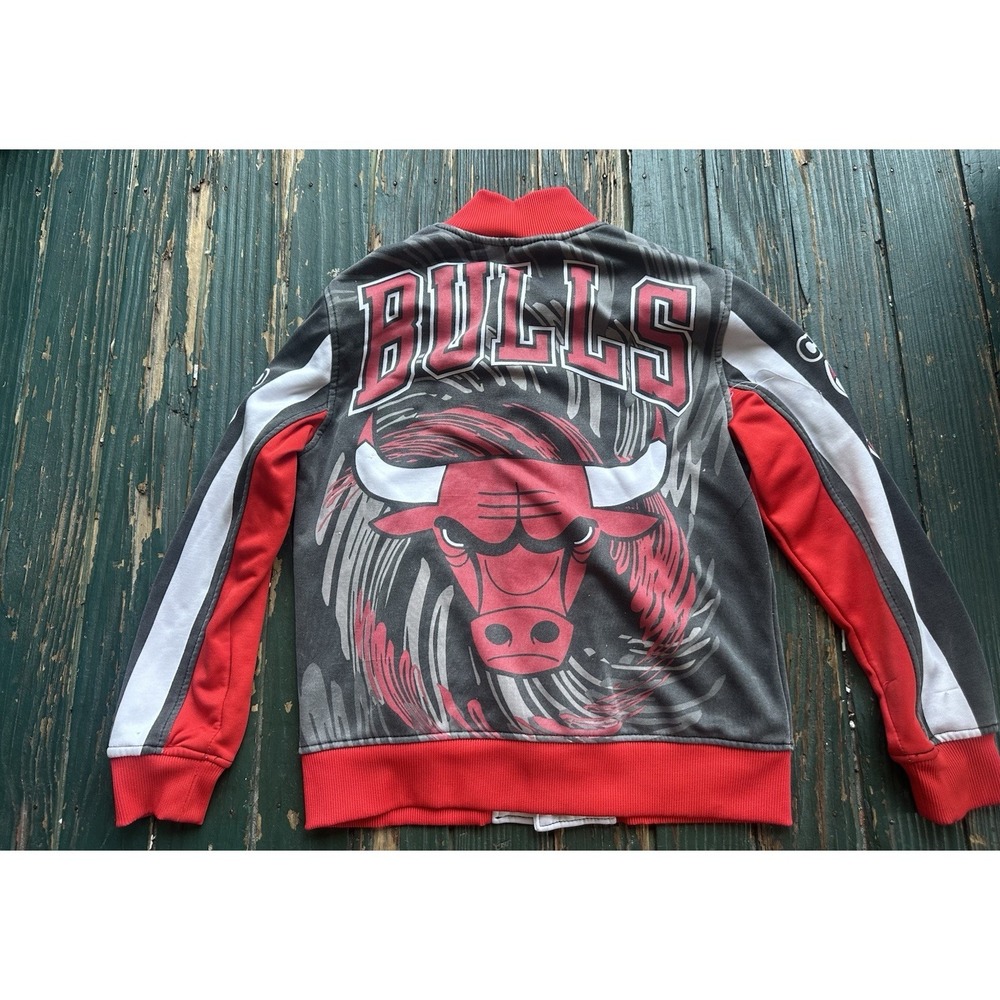 Chicago Bulls All Over Print Multi Color Buttons Jacket NBA Kids 10/12